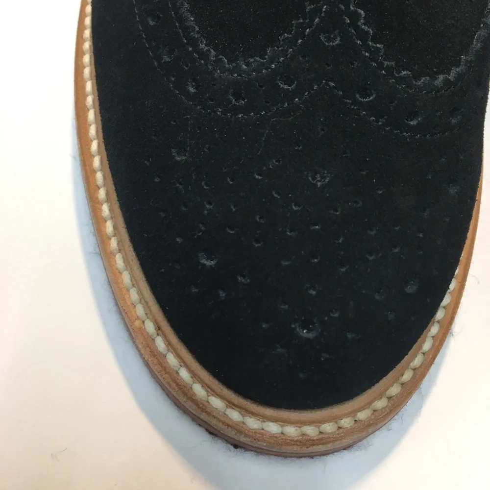 J Crew Kenton Suede Wing Tips Oxford Shoes Men's 10 Black Classic Academia